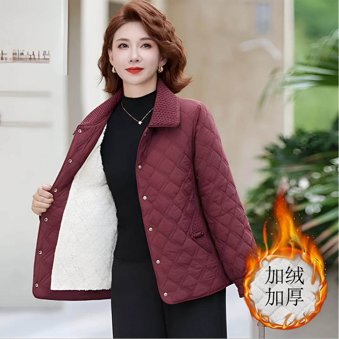 妈妈秋冬装洋气棉服中年女装新款棉袄中老年过年衣服加厚棉衣外套