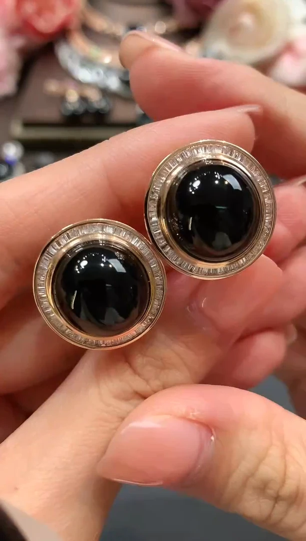 18K金镶嵌翡翠耳饰q92