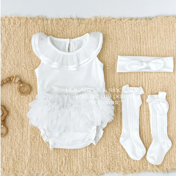 白月光|百日宴周岁女宝公主双层荷叶边花苞裤0-3个月公主外出服