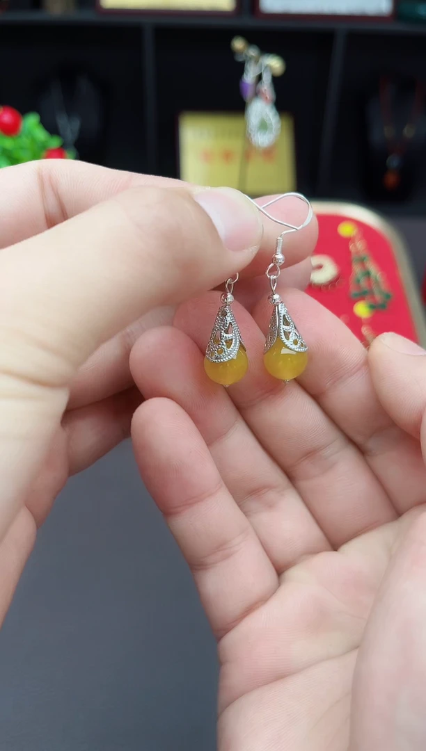 【闪购商品】玛瑙/玉髓耳钉银S925镶嵌723000