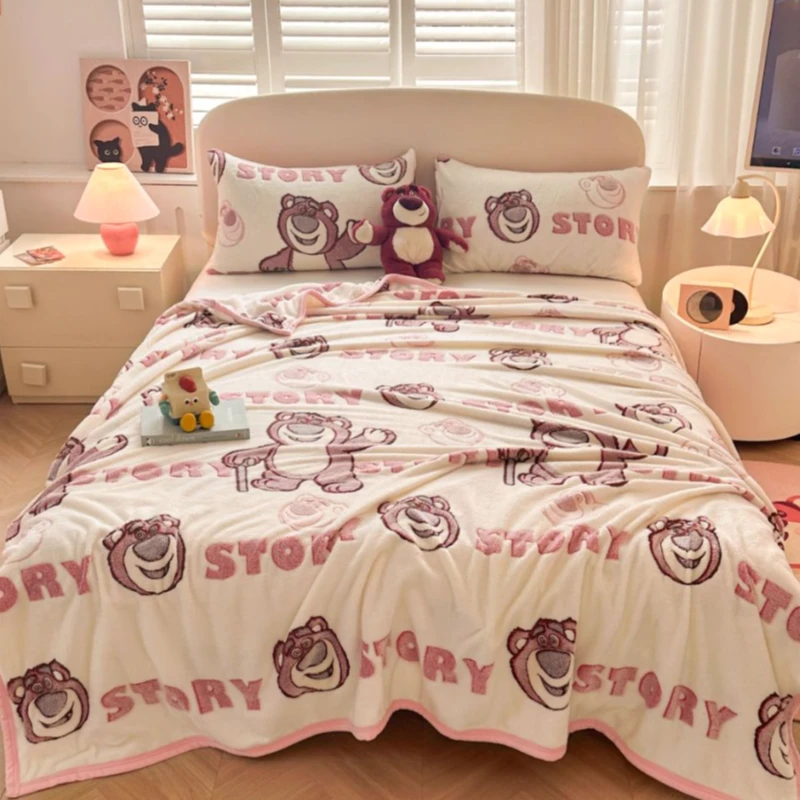 草莓小熊熊卡通大毛毯