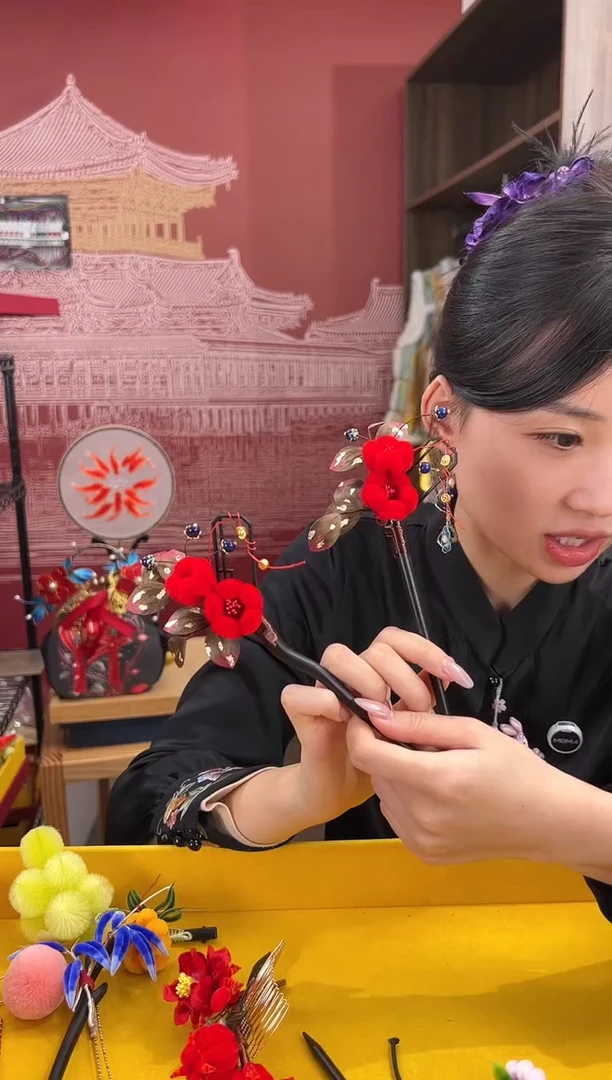 【闪购商品】刺绣非遗绒花（发饰）