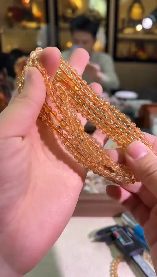 未镶嵌手链水晶5.5mm+巴西黄水三圈（多样性发一）