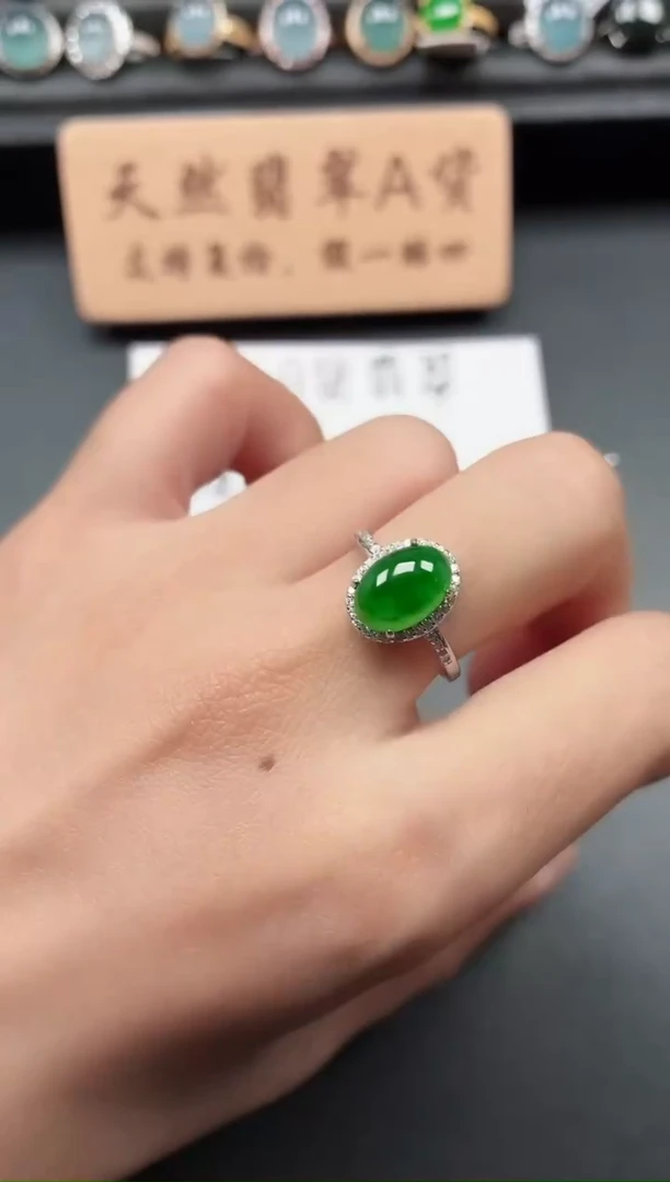 银S925镶嵌戒指翡翠1