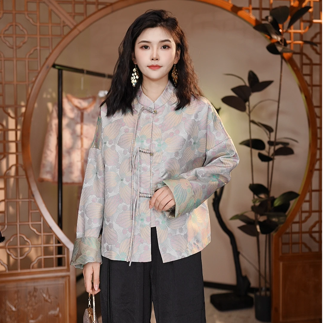【斐韵】立领中式女士盘扣上衣外套8927