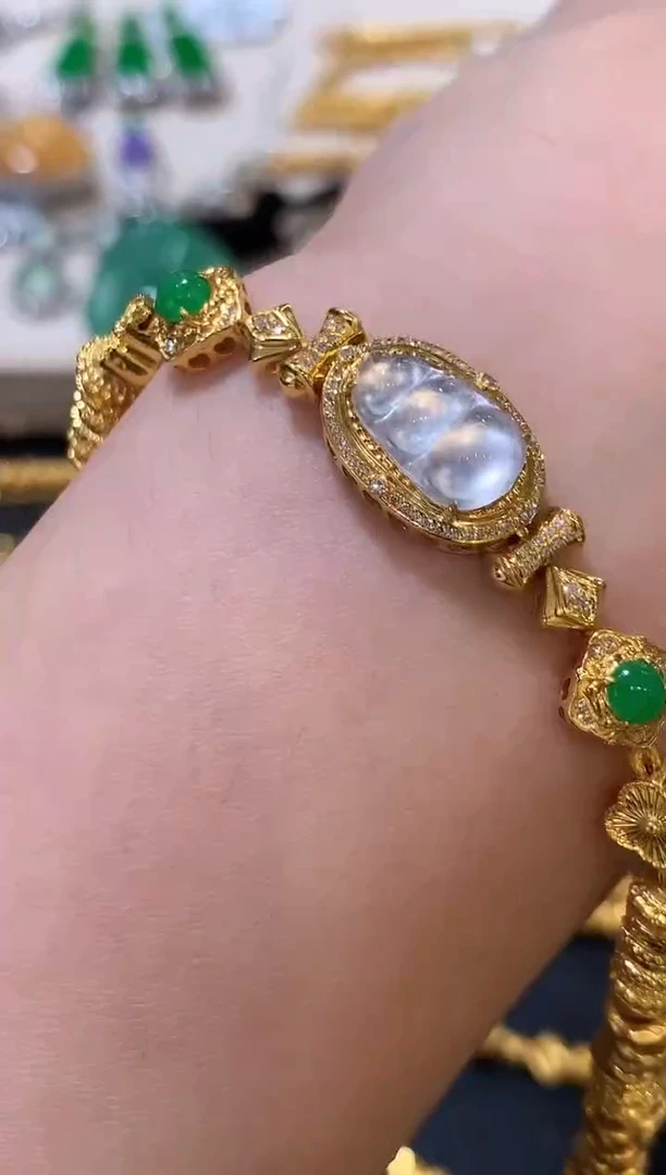 足金镶嵌手链翡翠m36多样性一件发货