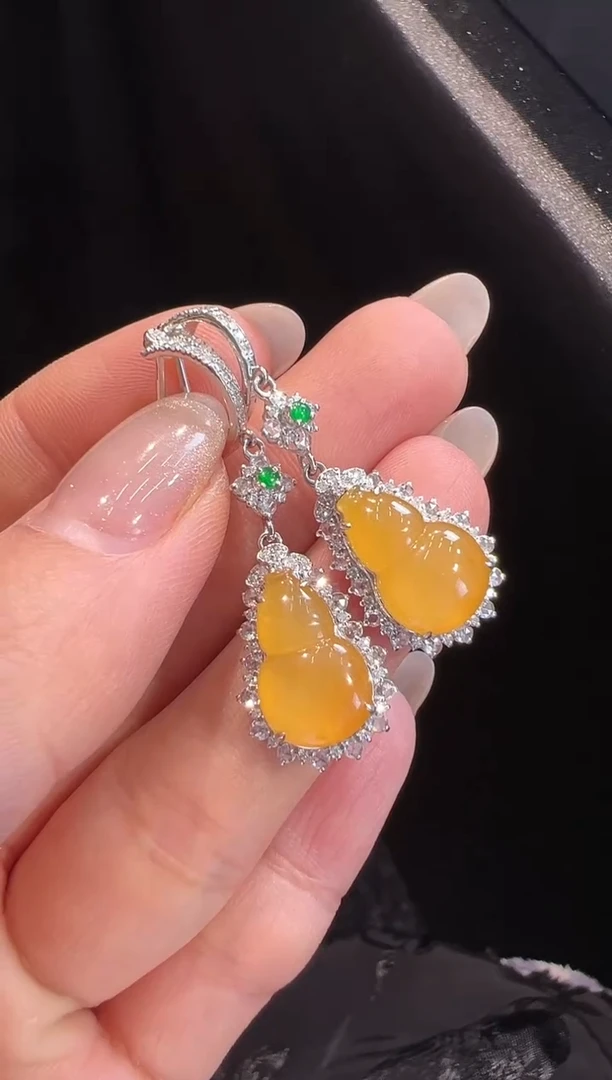 【闪购商品】翡翠耳饰18K金镶嵌耳饰