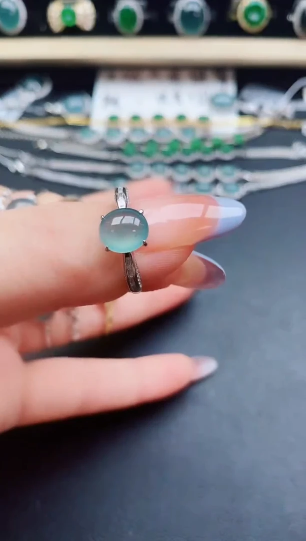 翡翠戒指银S925镶嵌1321