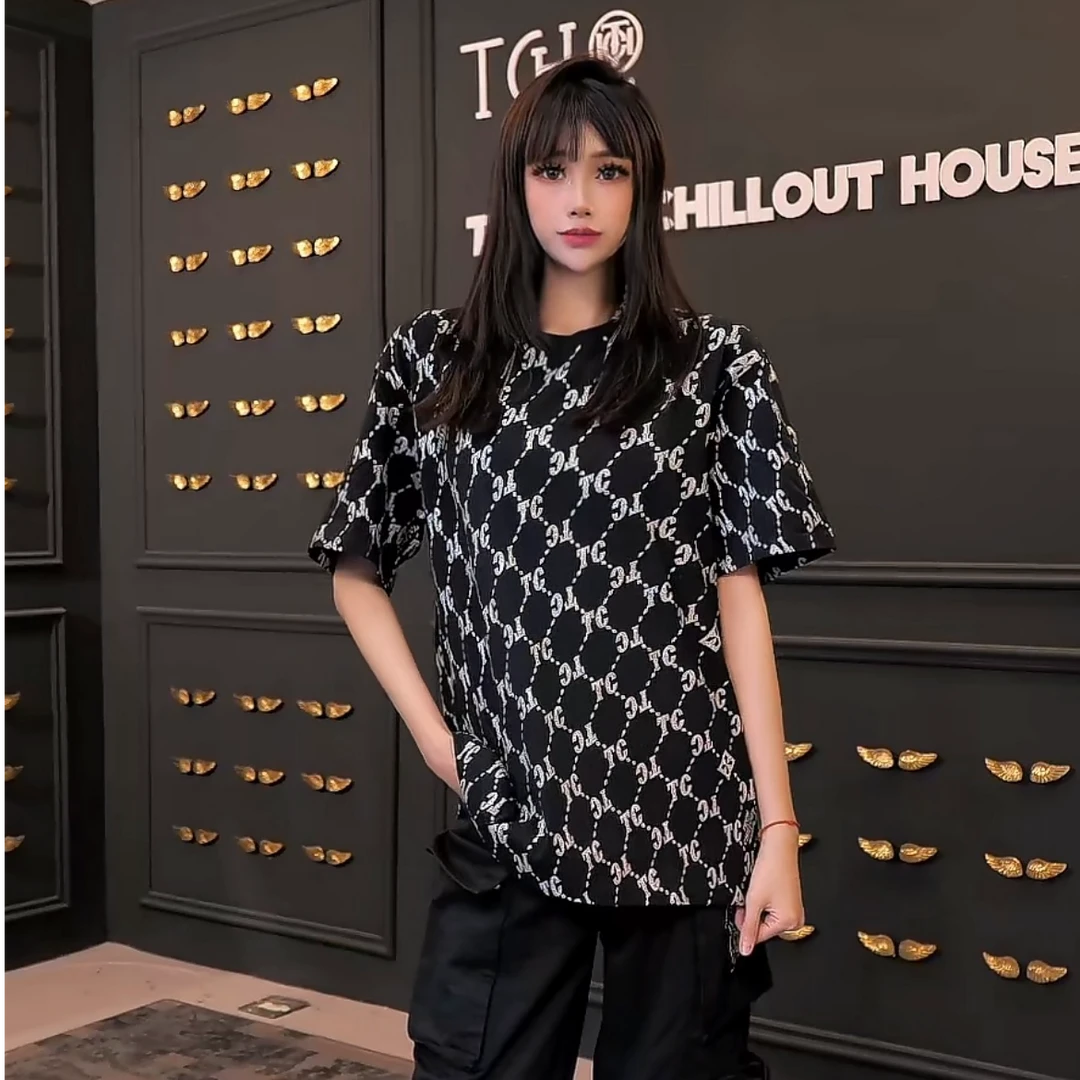 TCH轻奢烫钻工艺高定系列满钻重工T恤女T72B10E6013tch