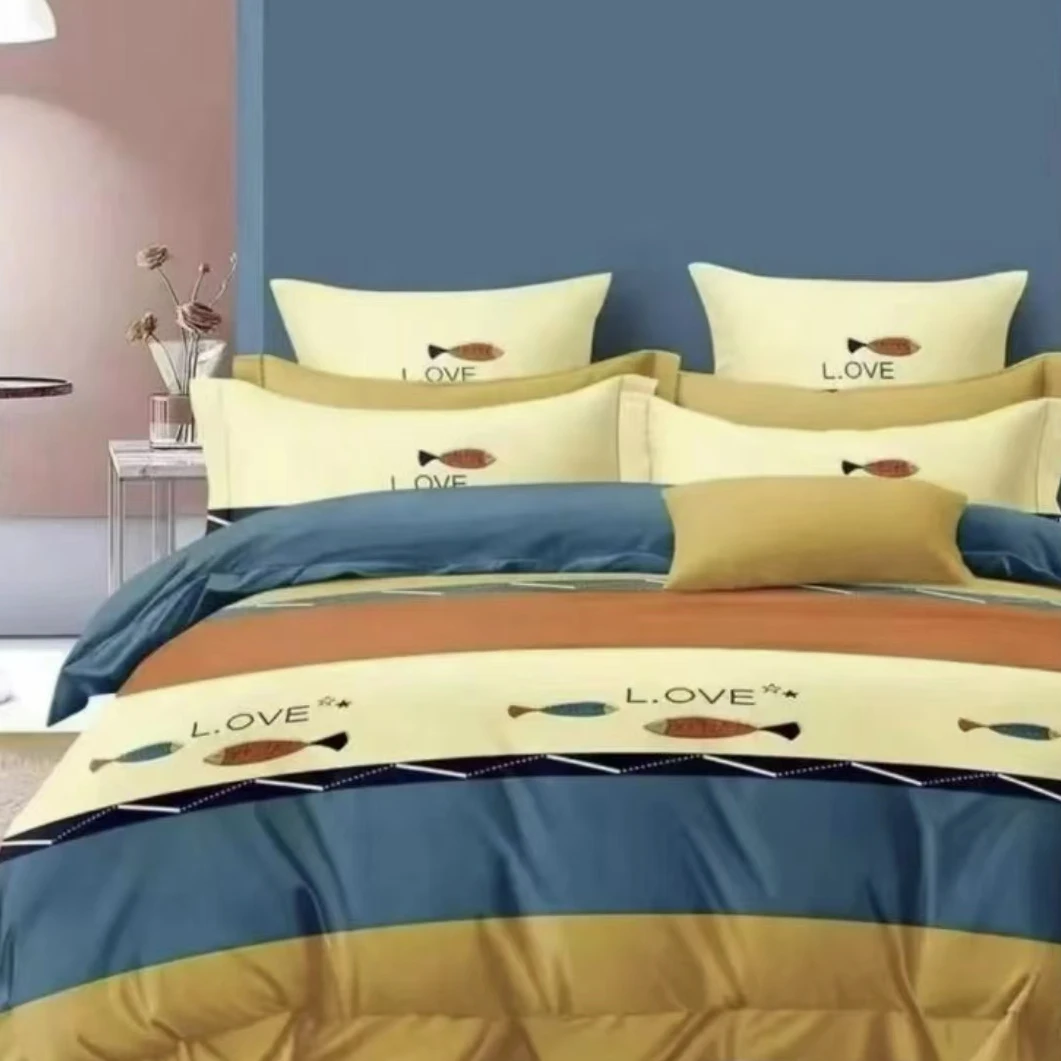 双人床单【年年有鱼】1.9×2.4米凉感小清新亲肤时尚细纱粗布防滑