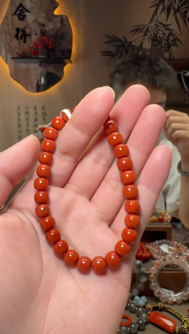 未镶嵌原矿无优化无注胶手串南红玛瑙一条约7mm 多样性发货