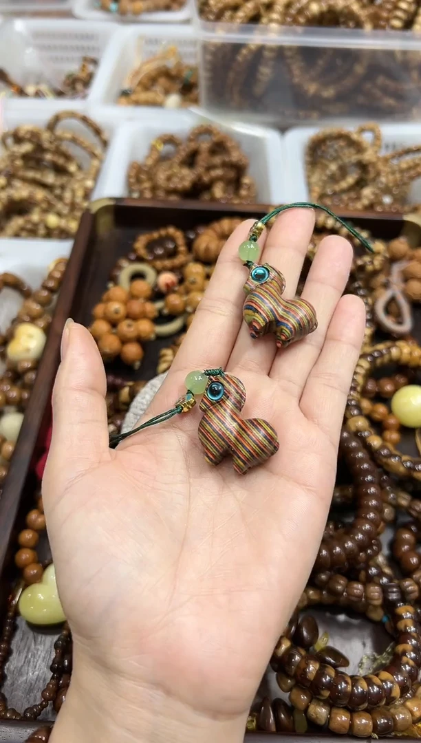 木质类唐马 钥匙扣 吊坠