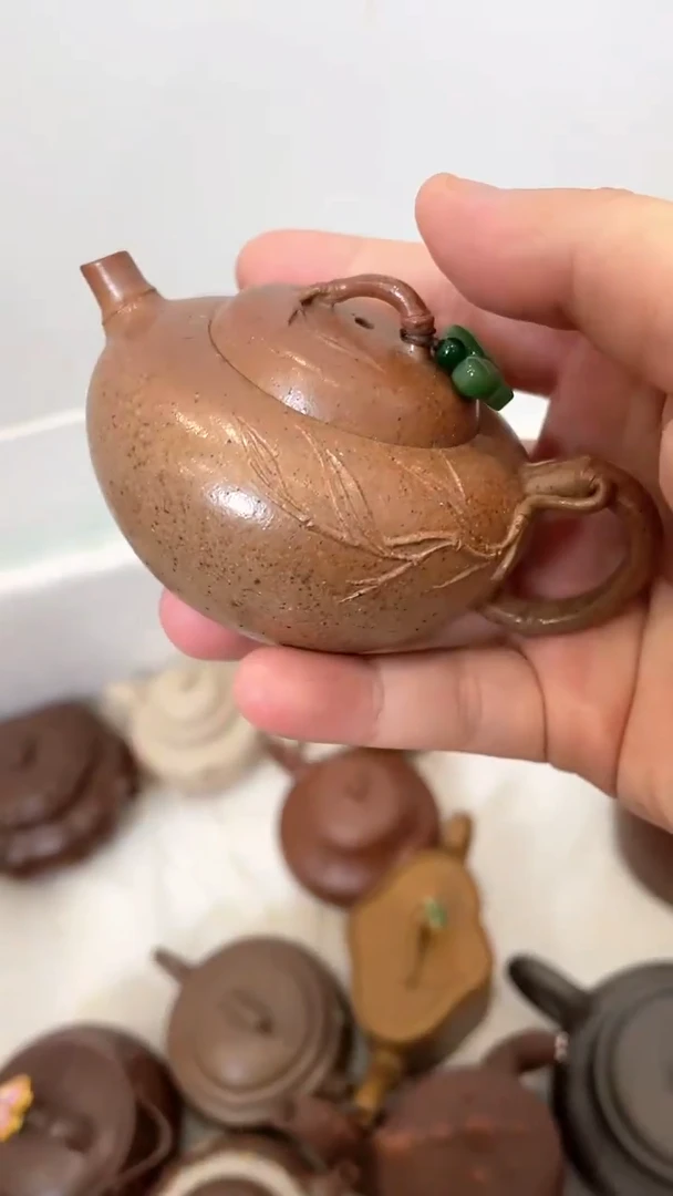 茶壶紫砂柴烧竹节壶