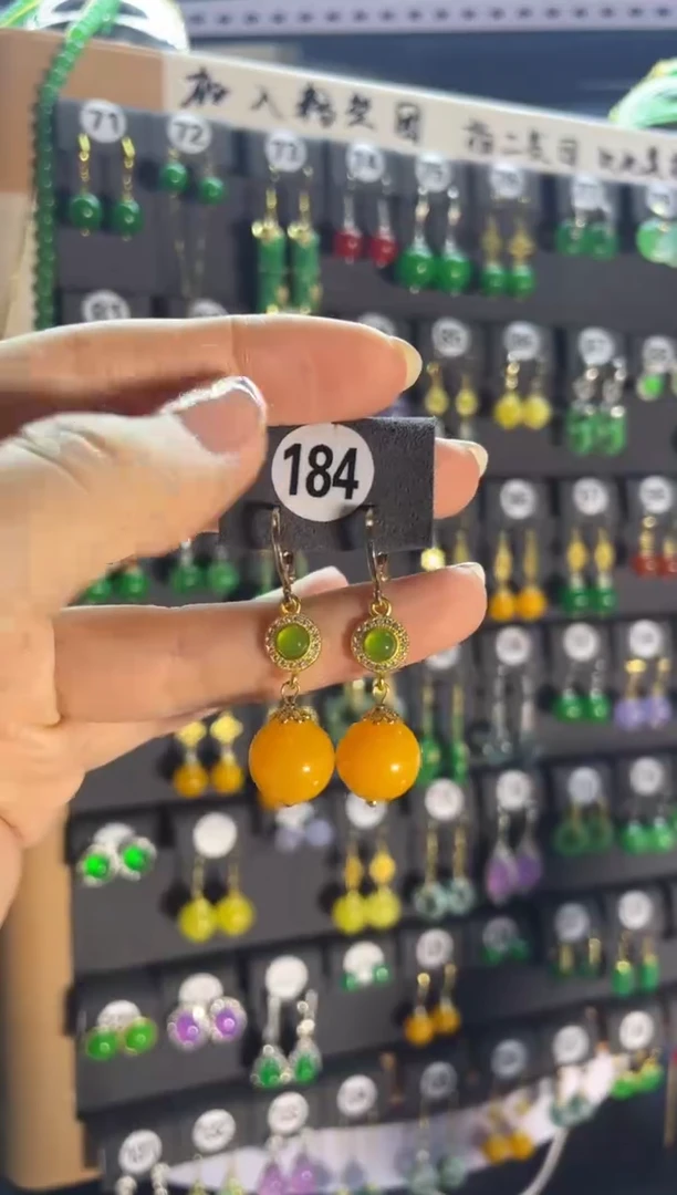 翡翠银S925镶嵌耳饰184