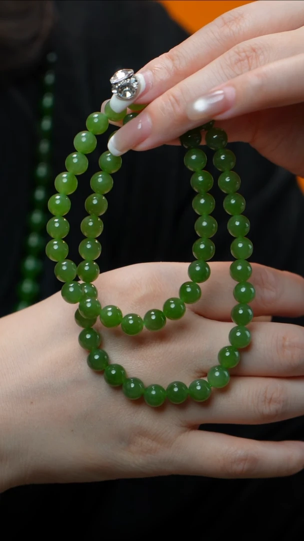 和田玉（碧玉）未镶嵌项链碧玉项链7-8mm 多样性发其一