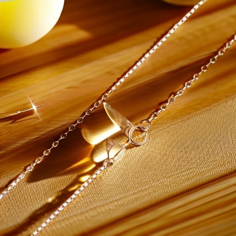 圣诞jojo专属素链）18K金闪O项链AU750 多样性发一 女士坠链素款