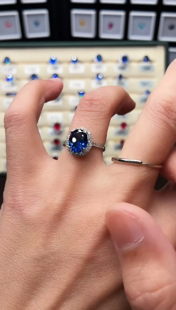戒指蓝宝石银S925镶嵌0001