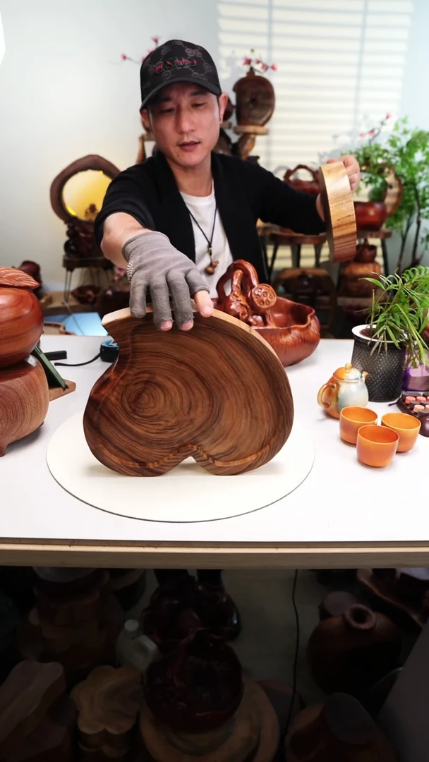 木香樟木摆件/A40爱心盆