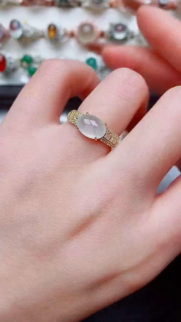 银S925镶嵌戒指翡翠...