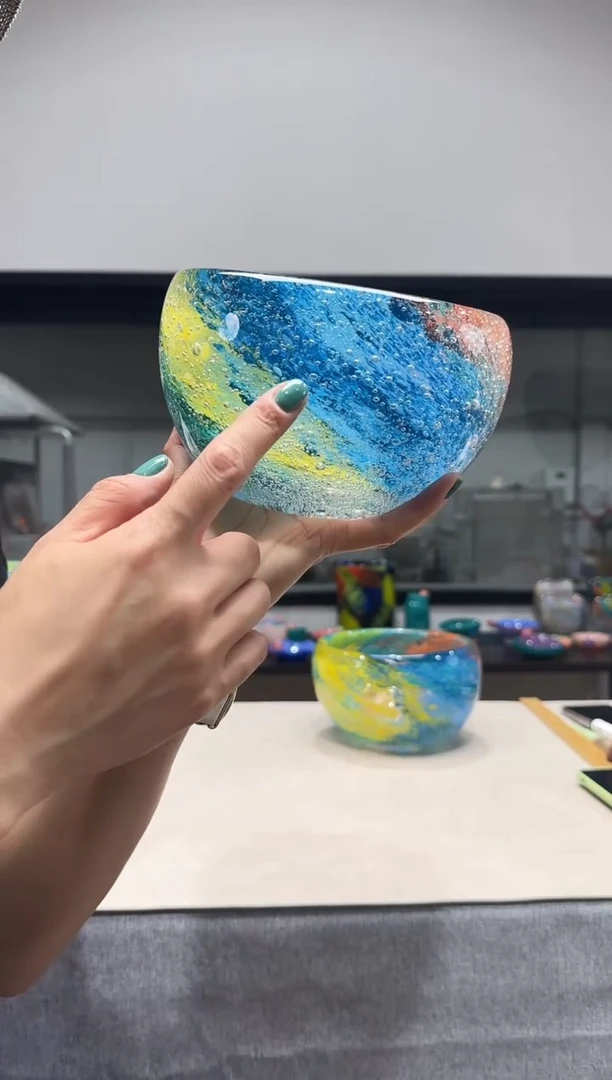 琉璃小碗莫奈慕忆家手作琉璃花瓶高10口15