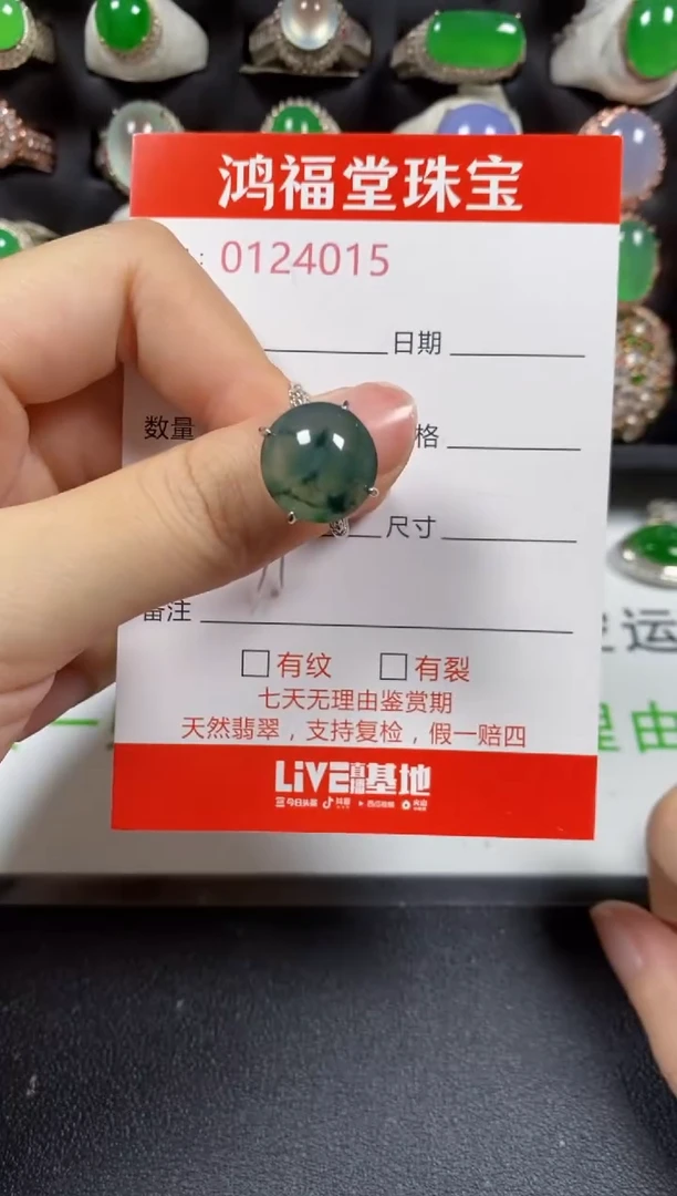 银S925镶嵌戒指翡翠4015
