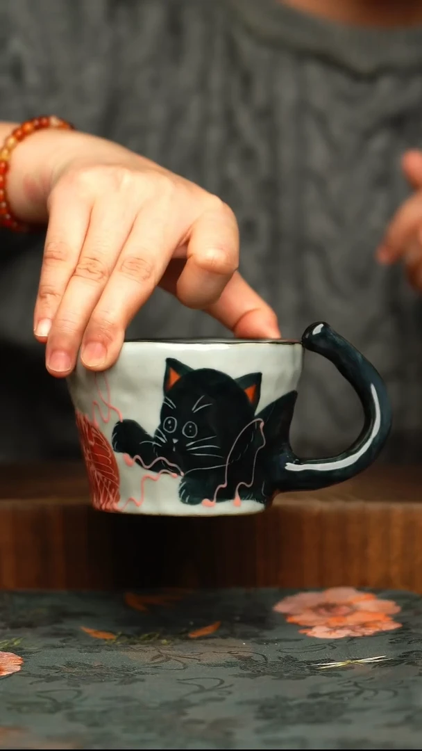杯釉下彩手工手绘同款陶器