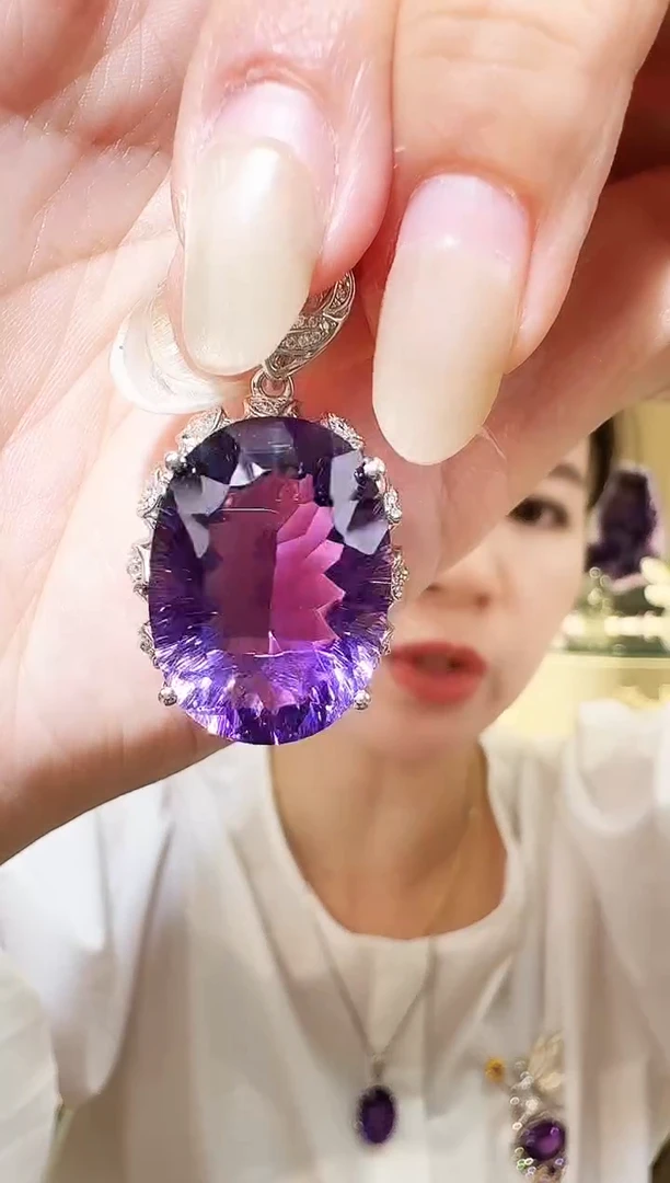 吊坠(不含链)银S925镶嵌紫晶006吊坠