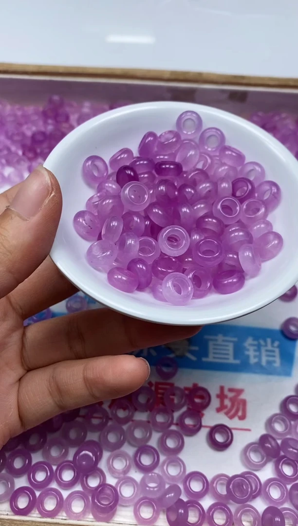 玛瑙/玉髓散珠未镶嵌M931 冰紫 甜甜圈10*5MM20个9.9元