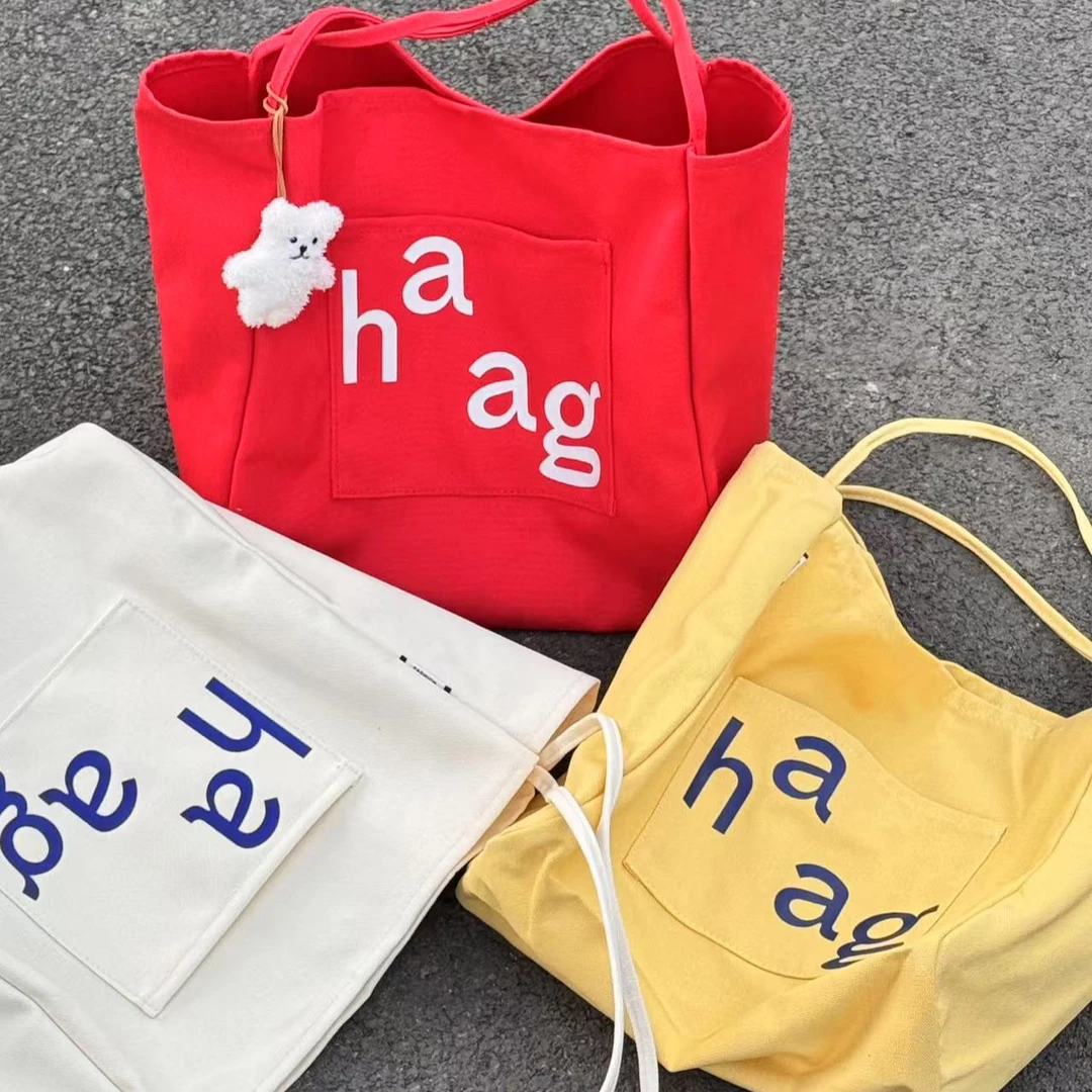 韩系字母三色大容量休闲单肩包时尚简约潮流百搭通勤托特包