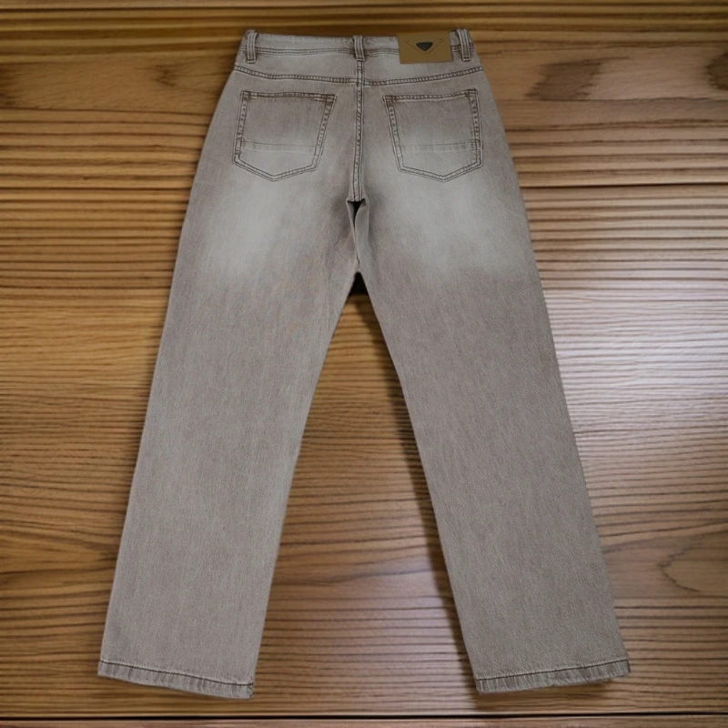 维斯克纳时尚男士牛仔裤夏季薄款宽松直筒复古水洗简约卡其色长裤