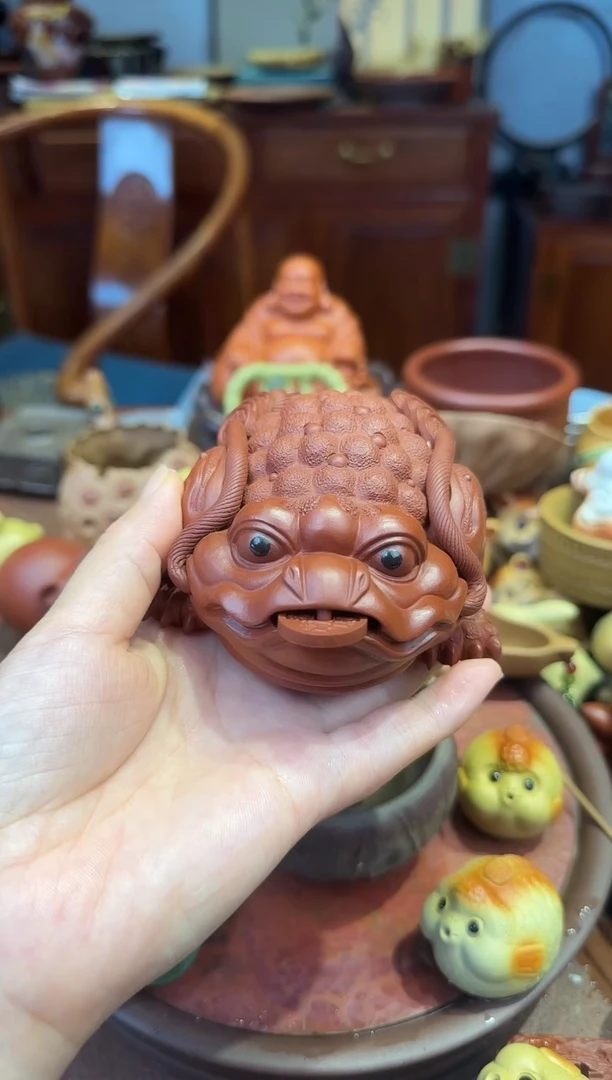 紫砂茶宠朱泥经典金蟾