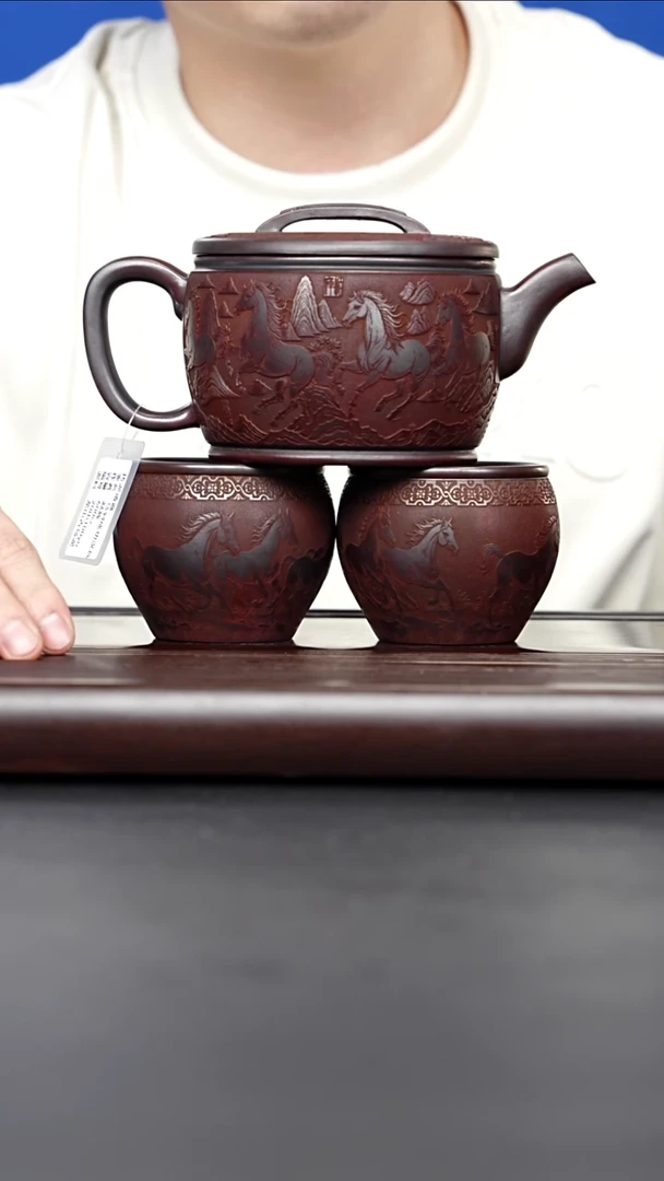 紫砂壶宜兴紫砂 马到成功汉瓦壶 龙山古乌泥 赵辉 733