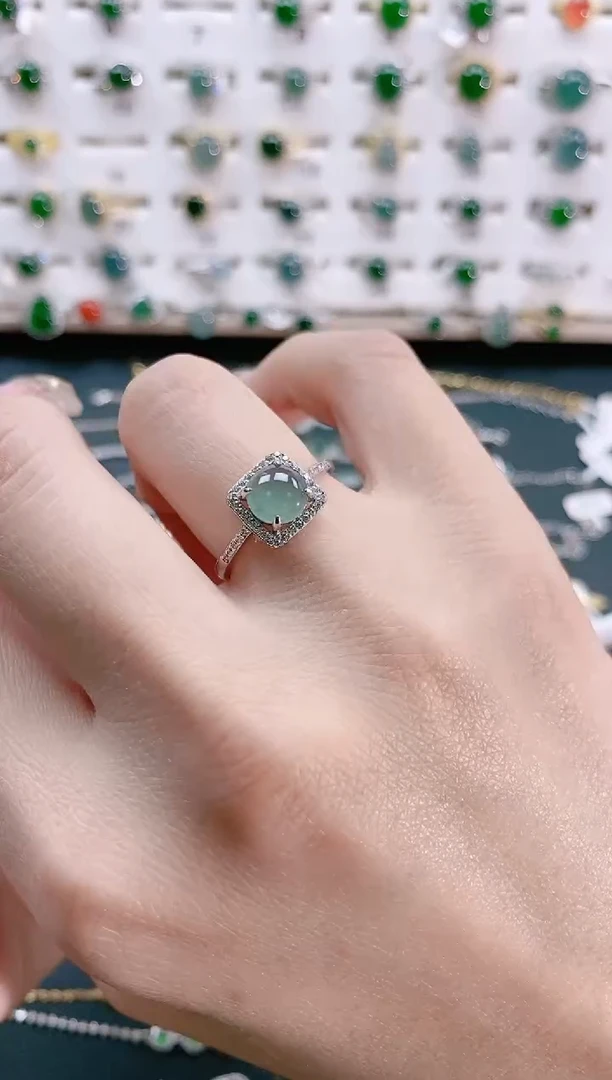 【闪购商品】翡翠戒指银S925镶嵌天然翡翠