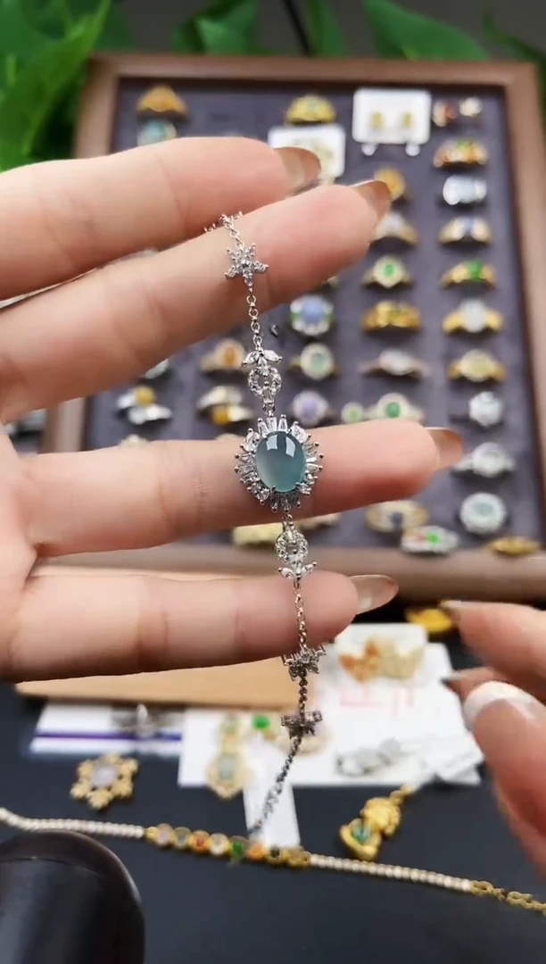 银S925镶嵌手链翡翠12
