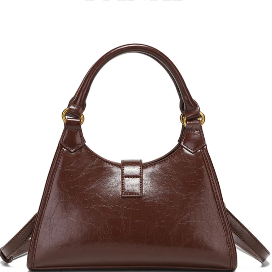 时尚新款棕色单肩斜跨手提包