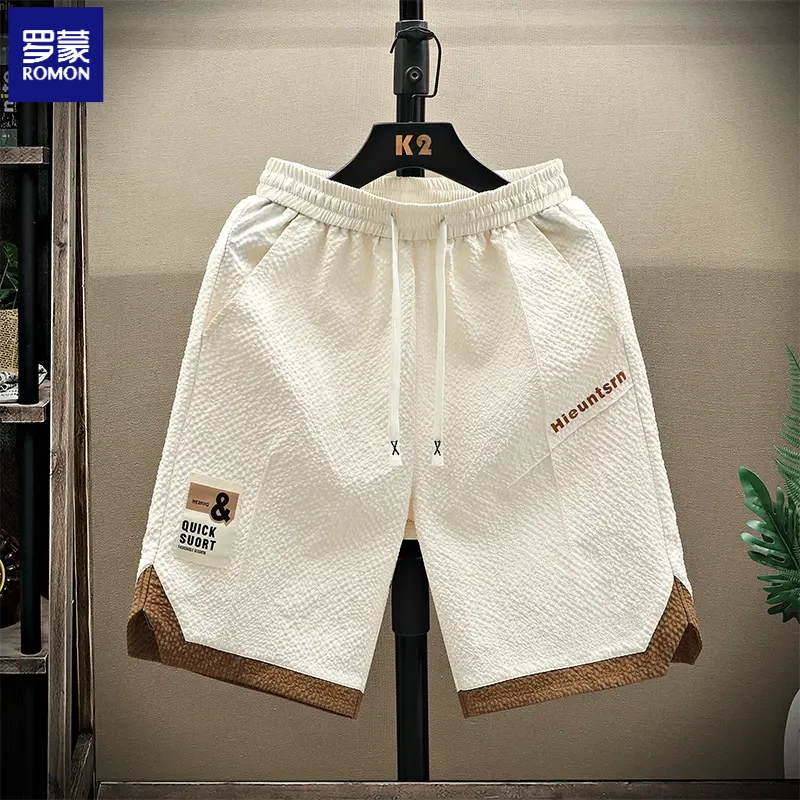 罗蒙男裤子薄款冰感短裤男生夏季新款潮流速干宽松五分裤时尚中裤