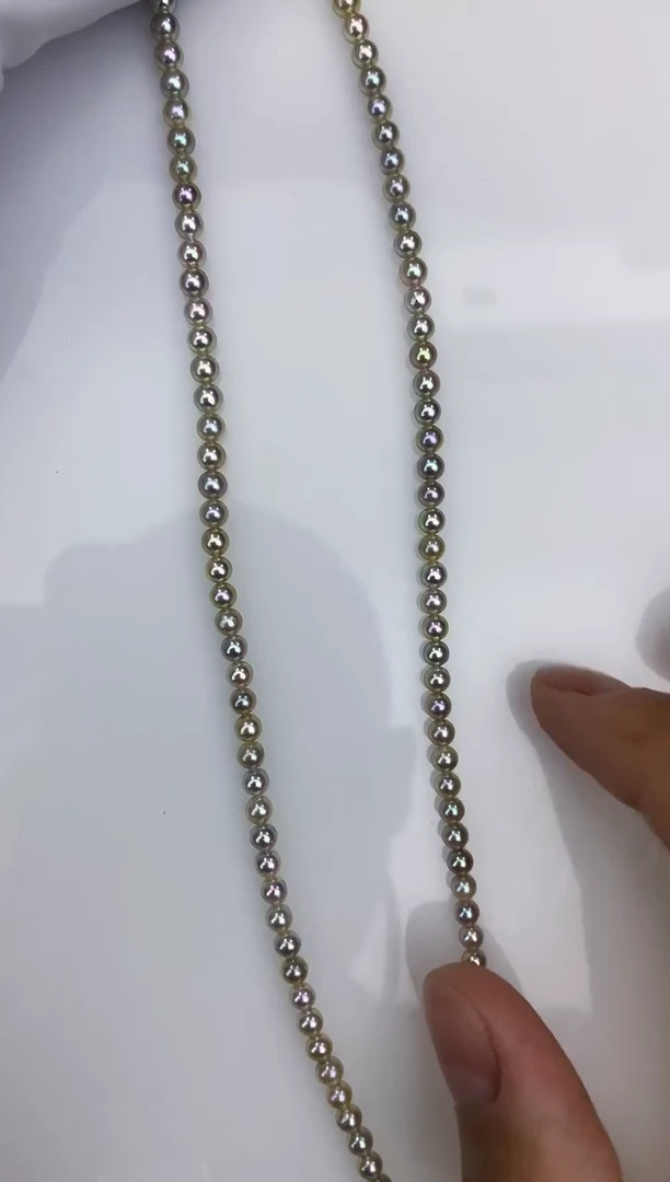 银S925镶嵌DA海水珍珠 GD182 3.5-4 真多麻baby链