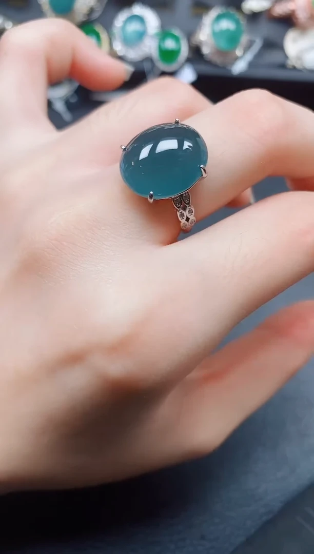 银S925镶嵌戒指翡翠翡翠