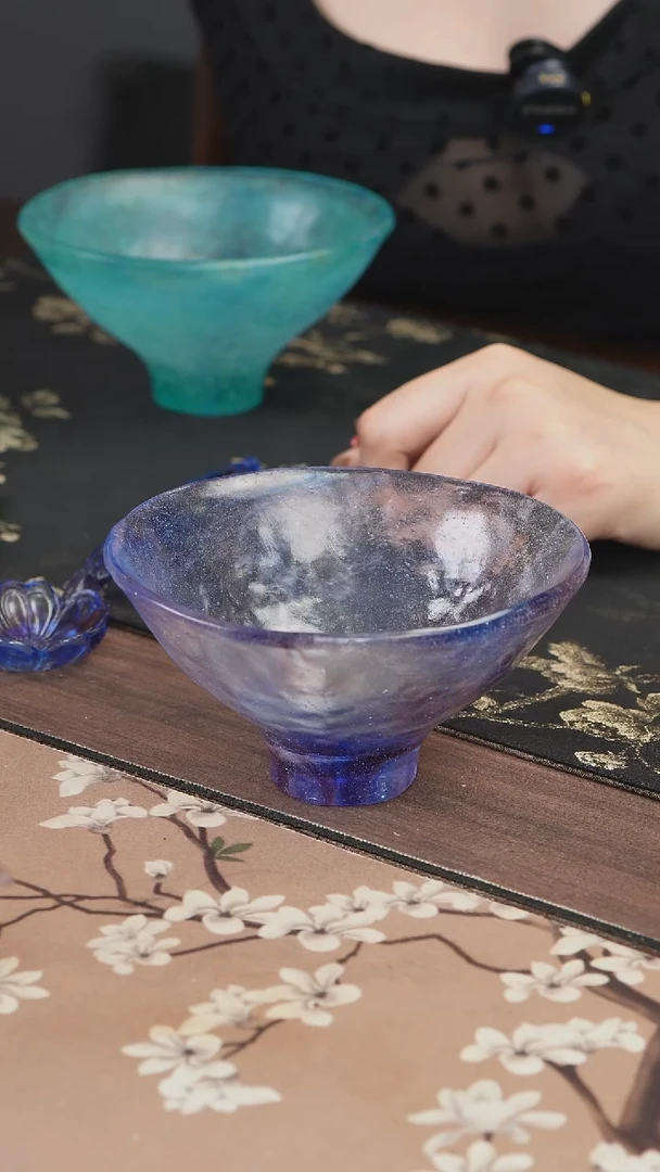 手工艺品琉璃蓝紫色建盏