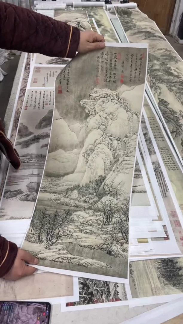 王翚 山窗封雪  微喷复刻