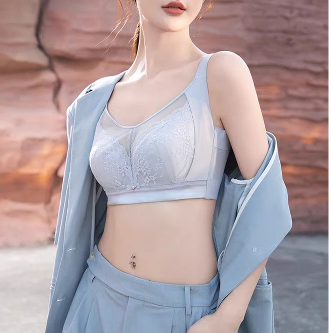 6609记忆软钢圈CD杯薄款全罩杯大胸显小上托宽肩带抹胸文胸34-42