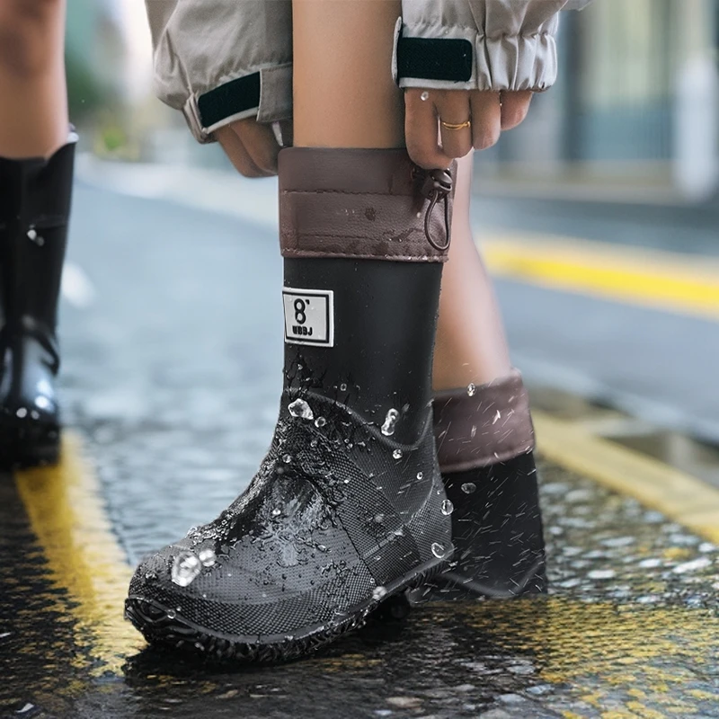 汐鲤日系野鸟协会儿童雨靴雨鞋学生可折叠防水鞋防滑中筒胶靴套鞋