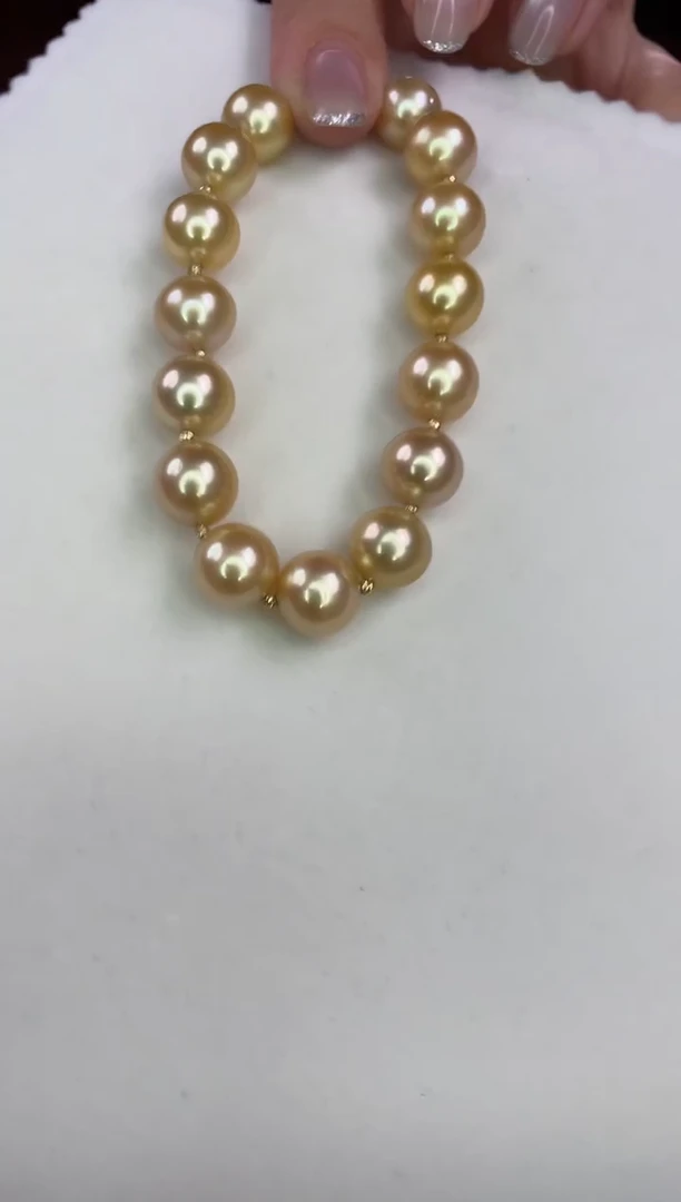 18K金镶嵌手链海水珍珠金珠9-11mm