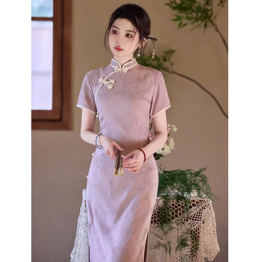 【云锦天香】中国风气质女神透气定亲结婚婚宴喜宴旗袍双层衣长120