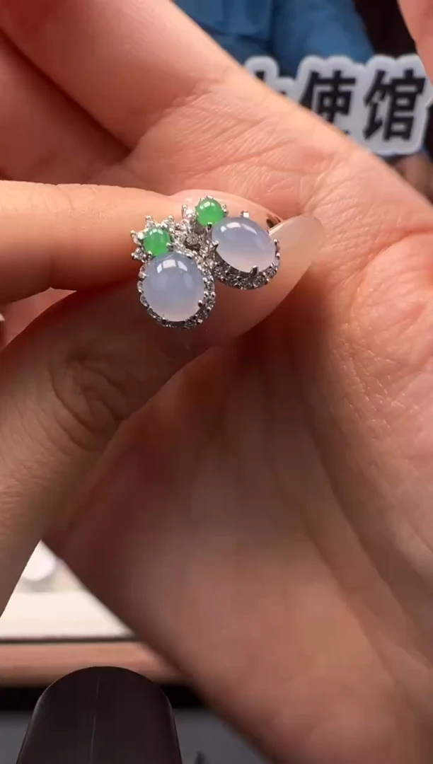 银S925镶嵌翡翠耳饰缅甸珠宝严选