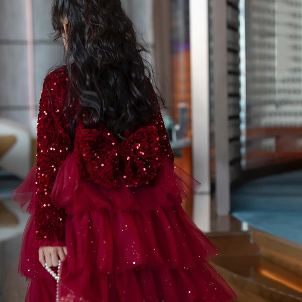 公主童装女童秋冬绝美连衣裙2025新款小女孩新年衣服红色拜年服