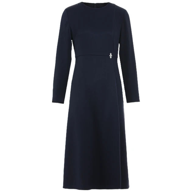 L·W/画而诗新款圆领设计师精致优雅长袖连衣裙LBC85029