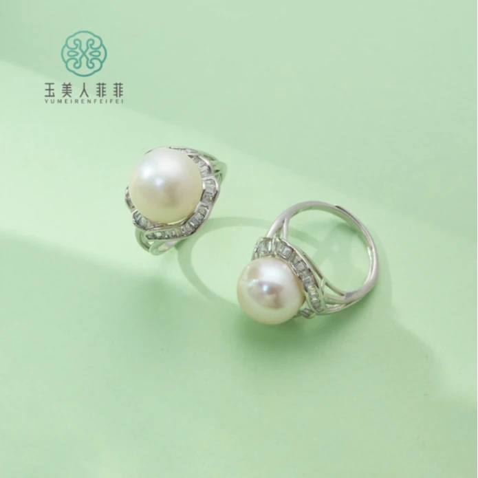 石惑珠宝~珍珠戒指约11mm可调节-多样性发一