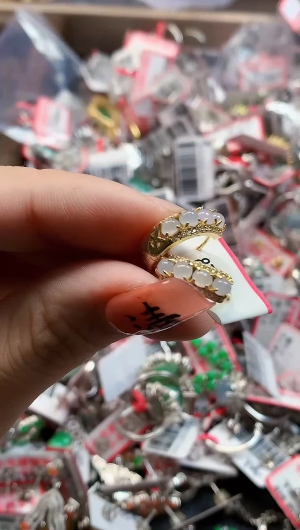 银S925镶嵌戒指翡翠天然A货缅甸翡翠