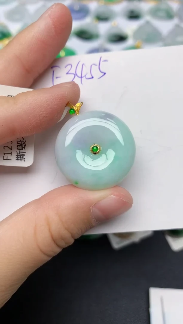 颈饰18K金镶嵌翡翠天然缅甸A货翡翠百元以上9元证书费自理